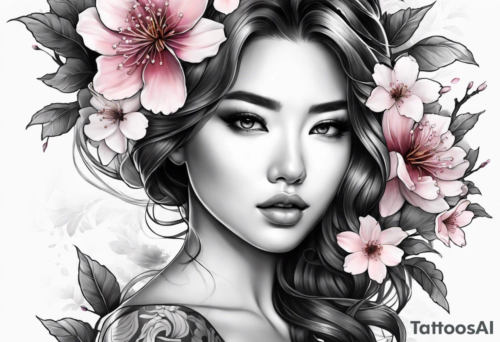 cherry blossoms but It's a portrait, so the whole thing comes out. tattoo idea
