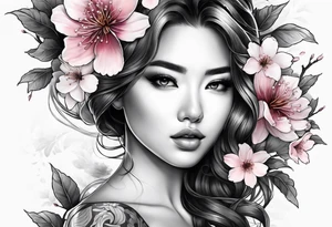 cherry blossoms but It's a portrait, so the whole thing comes out. tattoo idea