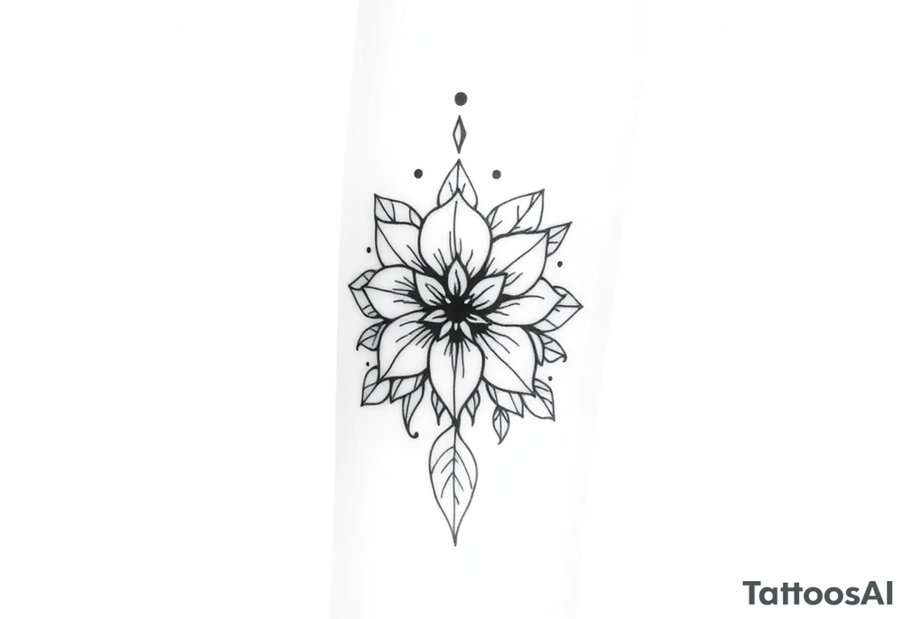 Raminho de folhas com flor de mandala tatuagem no braço tattoo idea