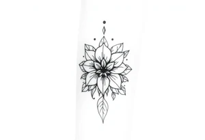 Raminho de folhas com flor de mandala tatuagem no braço tattoo idea