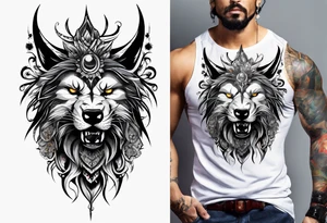 Lobo,espada, runas tattoo idea