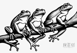 three frogs on a branch tattoo idea