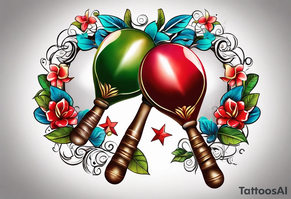 2 swinging maracas with cuban star tattoo idea
