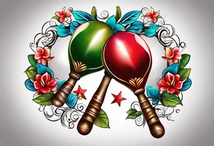 2 swinging maracas with cuban star tattoo idea