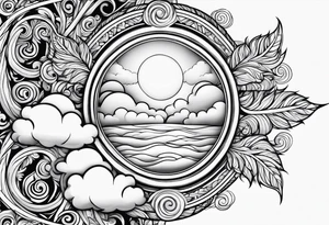 clouds jacobean swirl frame vignette tattoo idea