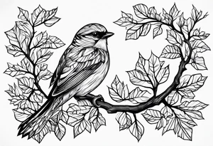 Bird oak tattoo idea