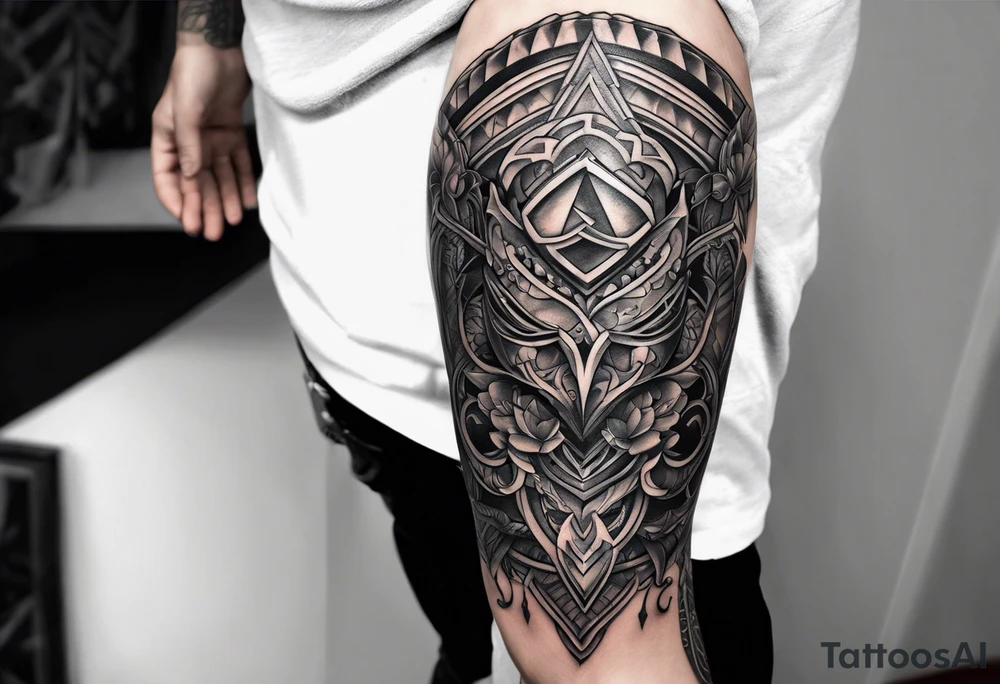 leg armor tattoo idea