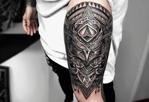 leg armor tattoo idea