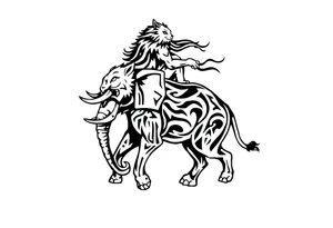 Wolf riding an elephant tattoo idea