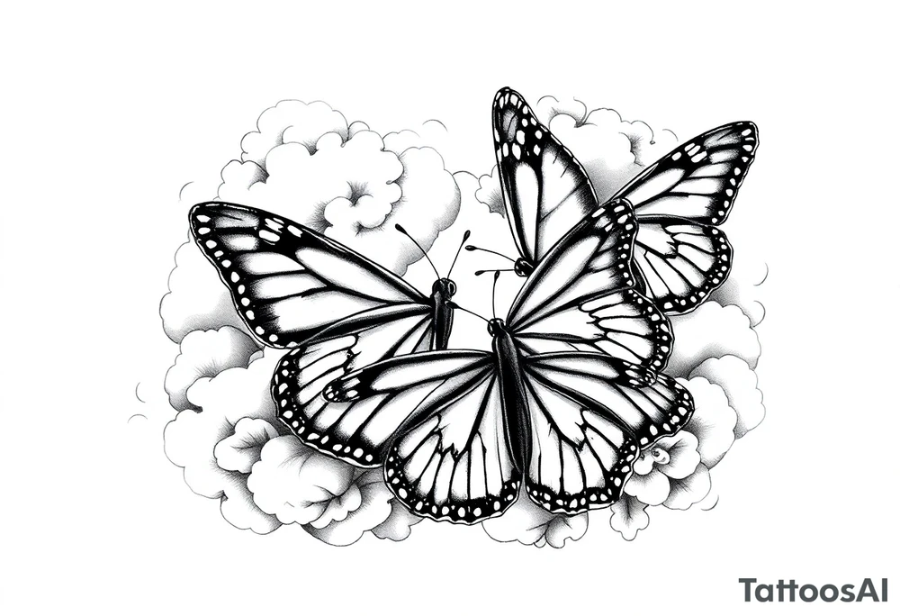 Monarch butterflies with clouds around tattoo idea