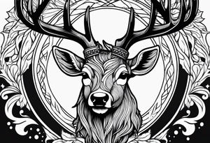 Deer antlers head simple tattoo idea