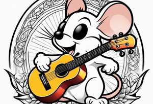 cartoon mouse playing guitar 
 american traditional tattoo idea