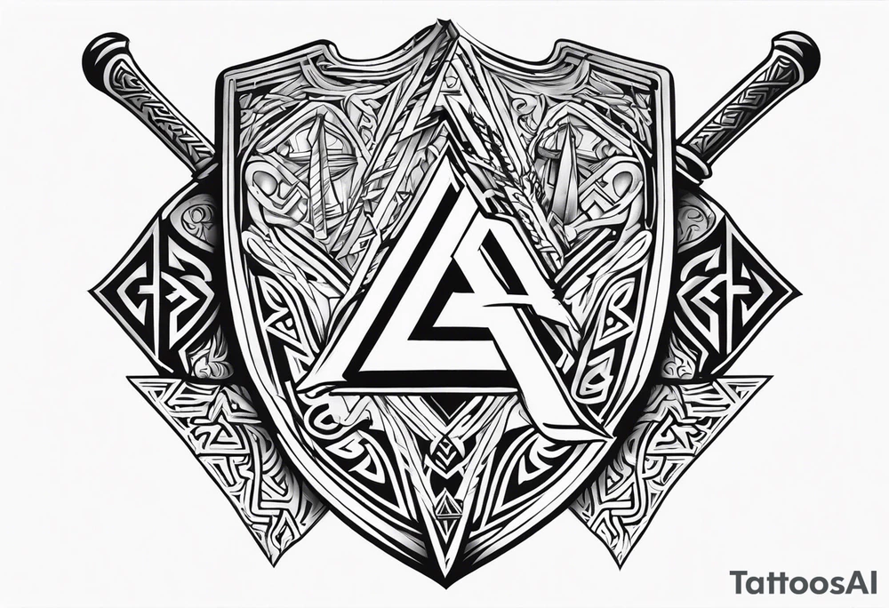 Valhalla shield sword valknut axe tattoo idea