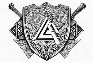 Valhalla shield sword valknut axe tattoo idea