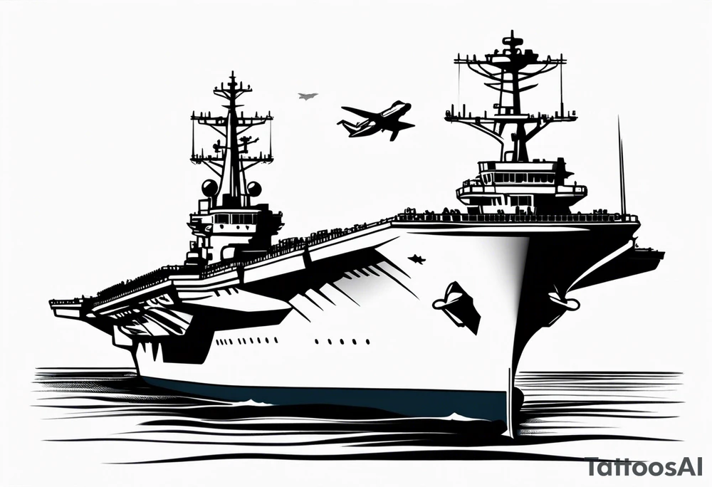 front view aircraft carrier tattoo idea