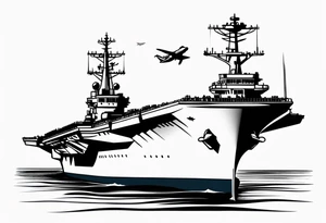 front view aircraft carrier tattoo idea