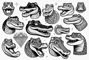 Variety of crocs facevtraditional style flash sheet tattoo idea