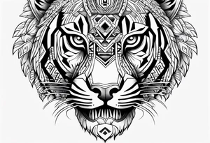 Tiger and Aztec skull tattoo tattoo idea