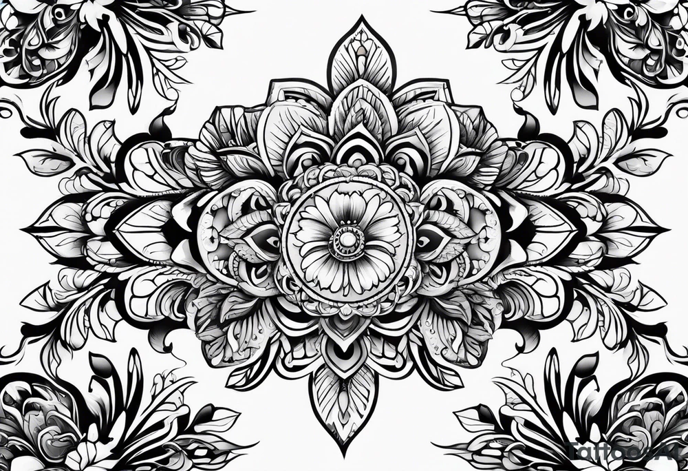 ornaments of flowers tattoo idea