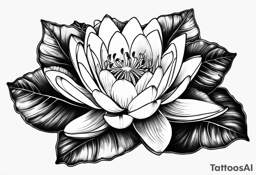 Water lily and holly birth flowers intertwined tattoo idea