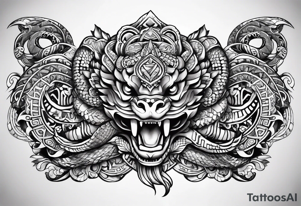 aztec snake sleeve tattoo idea