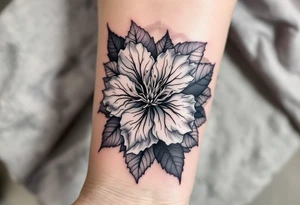 rhododendron trippy with mandala behind tattoo idea