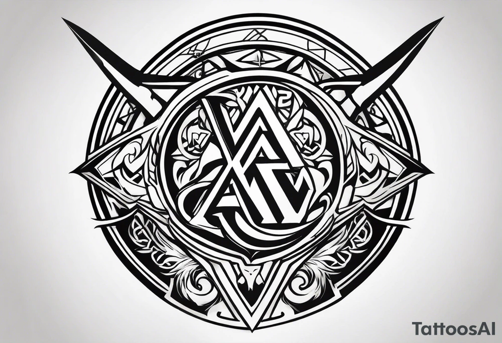 Valhalla sword shield dragon axe Valknut tribal lion tattoo idea