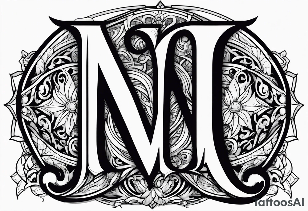 Letter M into a gothic 
style tattoo idea