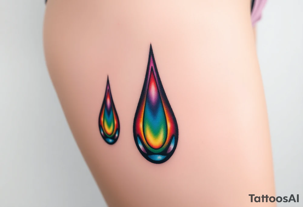 rainbow tear drops tattoo idea