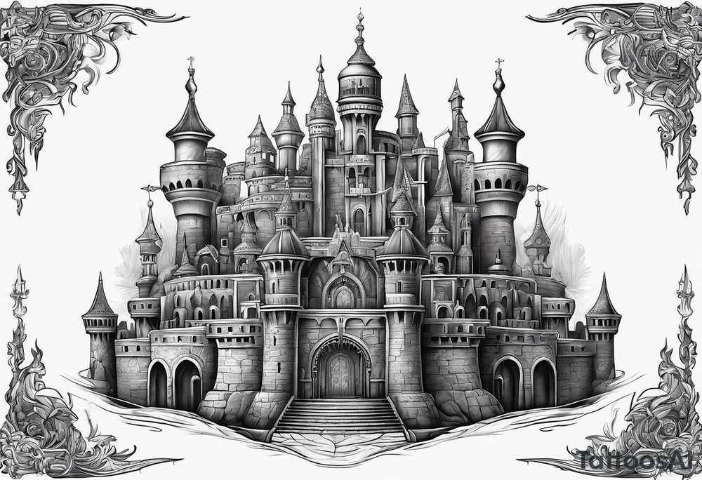 Labyrinth Castle with bell tattoo idea