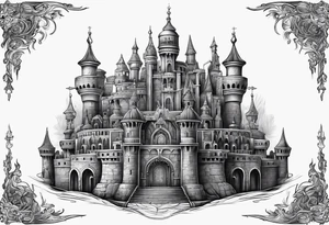 Labyrinth Castle with bell tattoo idea