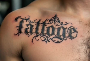 Vintage type font in sepia ink, decorated with fine black-and-gray filigree patterns. tattoo idea