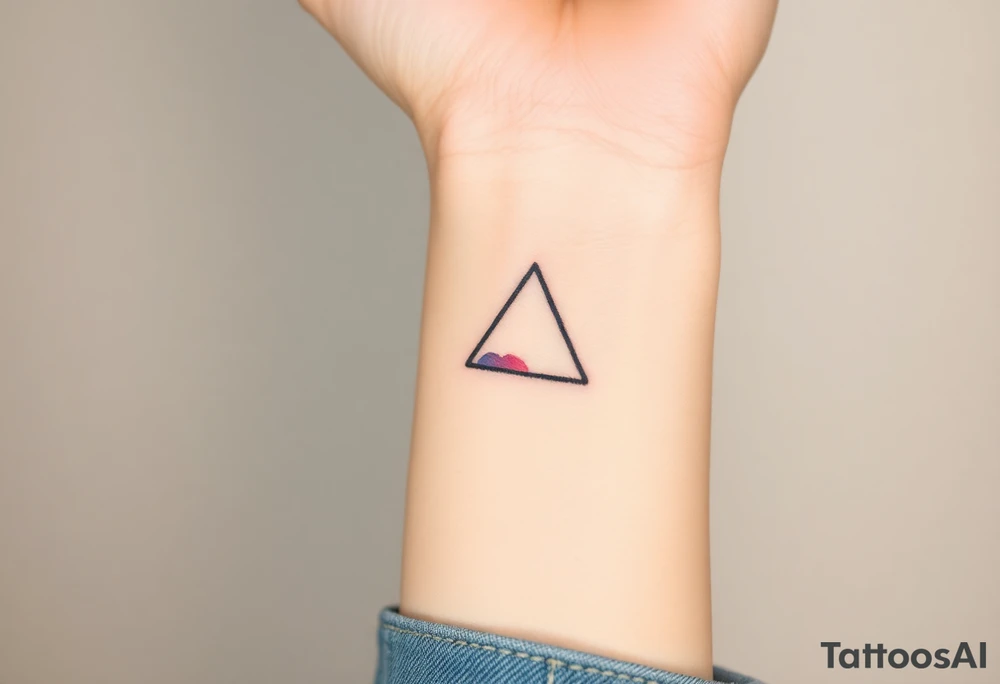 A small tattoo on my wrist to represent my lesbian identity, but in a subtle way. Fine line. Triangle tattoo idea
