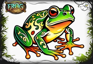 Retro frog tattoo idea