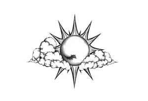 clouds sun and moon tattoo idea