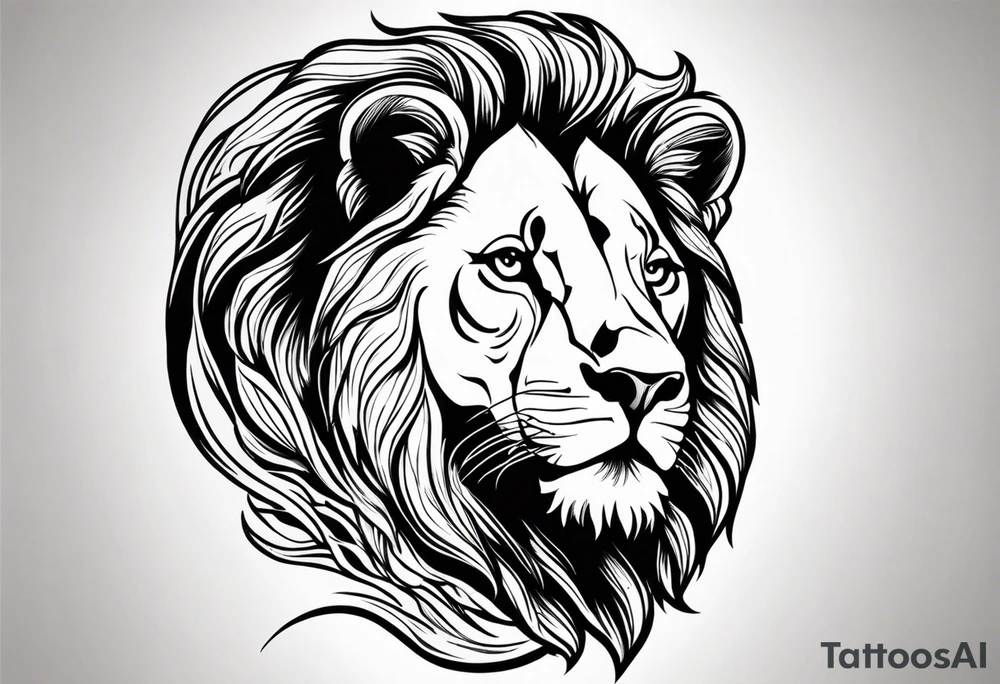 realistic laying lion tattoo idea