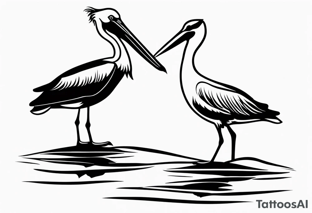 pelican and sandpiper, simple, dainty, realistic tattoo idea