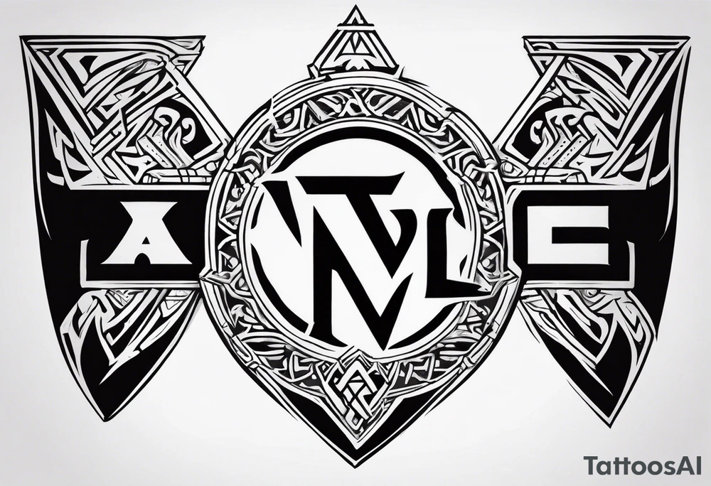 Valhalla sword shield axe Valknut  tribal tattoo idea