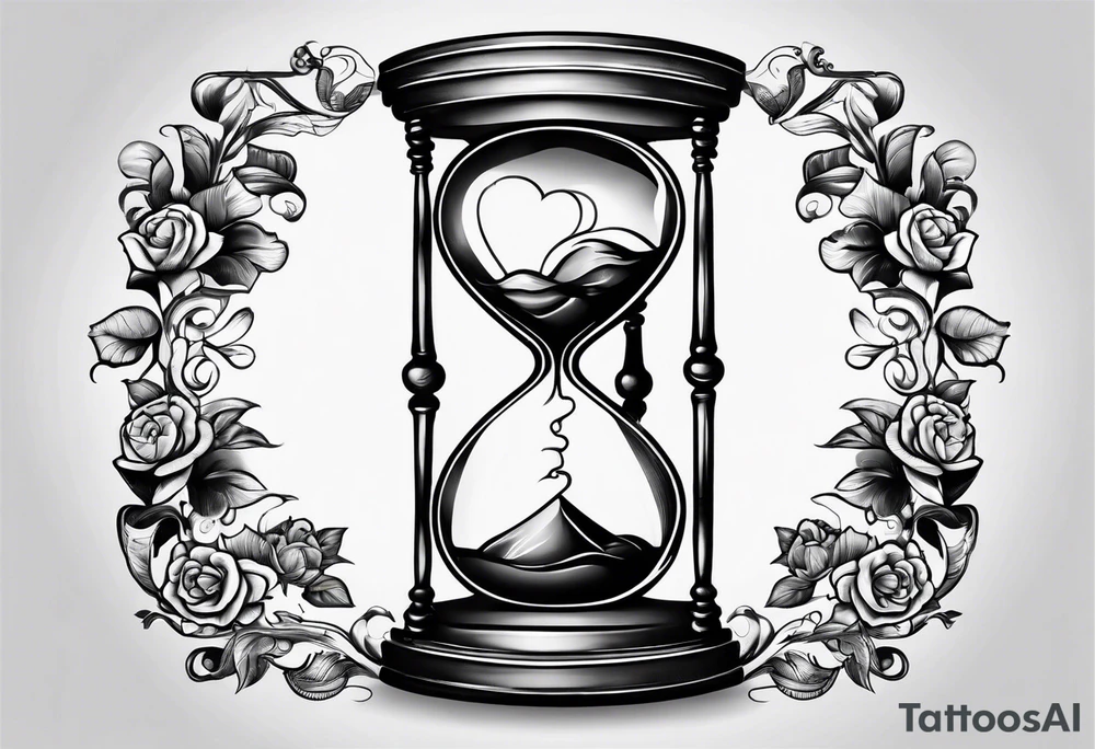 Hour glass with Brain and heart inside tattoo idea