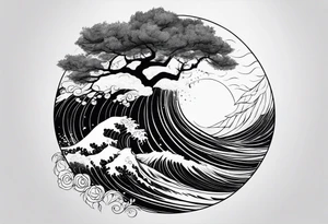 nature and wave in horizontal image tattoo idea