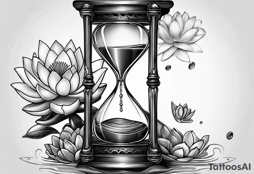 Hourglass with waterlily tattoo idea