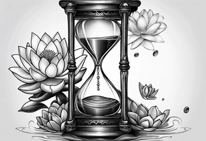 Hourglass with waterlily tattoo idea