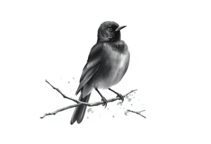 Male European Blackbird on a branch tattoo idea tattoo idea