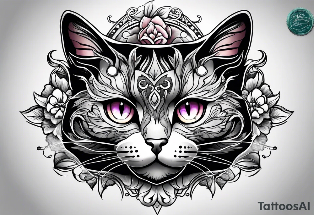 Black cat laying inside arm tattoo idea