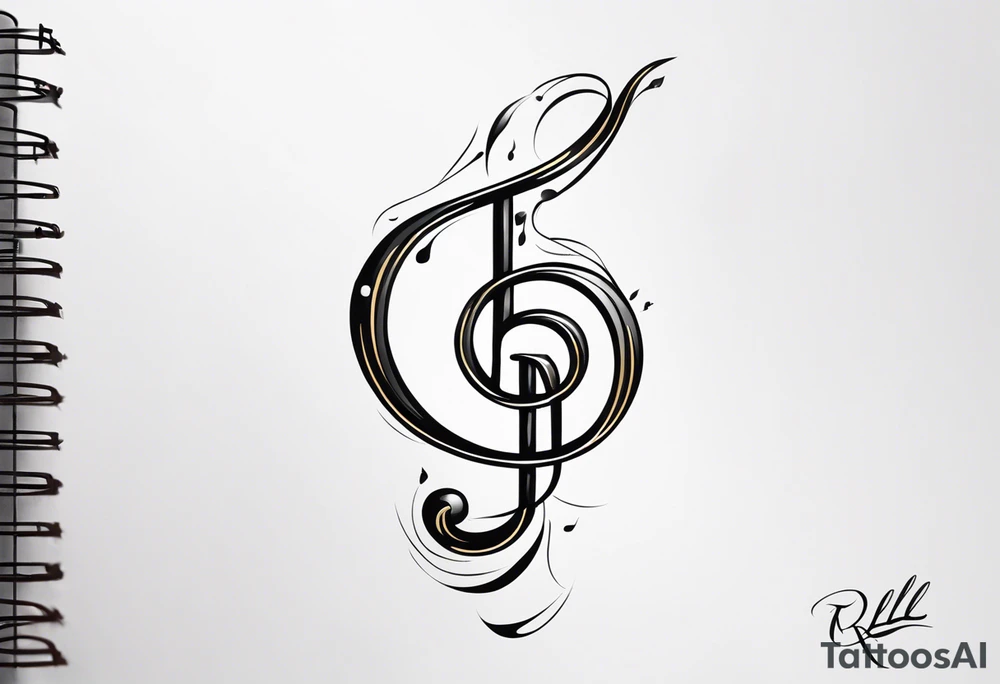 Treble clef incorporating the letters R and L tattoo idea