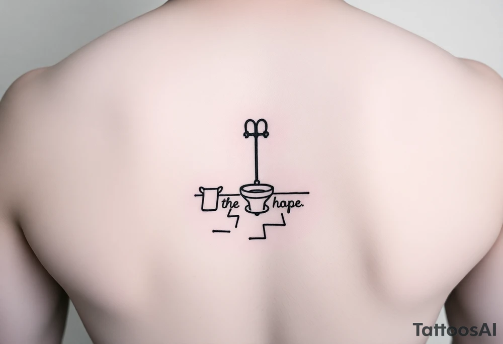 bathroom floor scene with symbol of hope tattoo idea