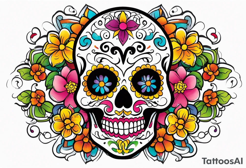 Sugar skull tattoo idea