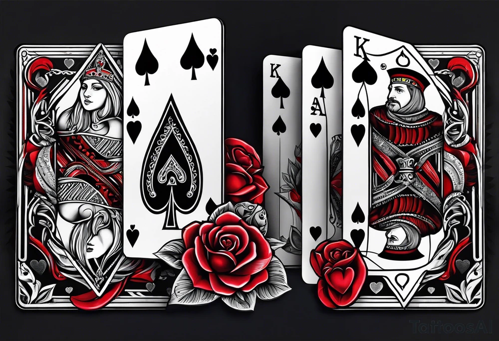 Two cards, king of hearts with the Ace of spades behind it tattoo idea