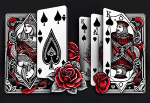 Two cards, king of hearts with the Ace of spades behind it tattoo idea