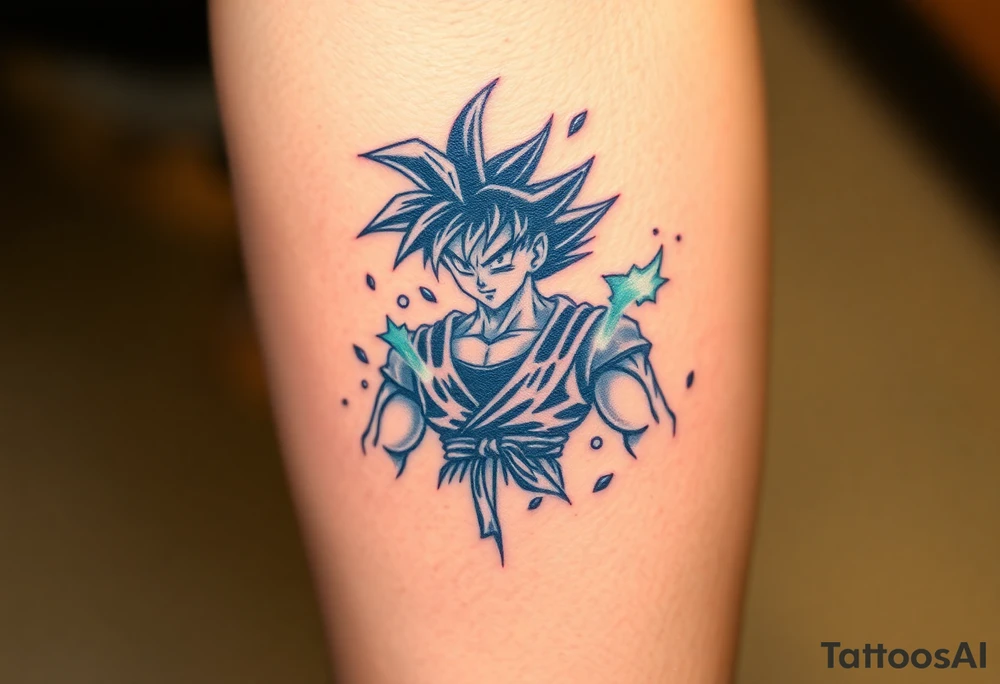 legendary dragonball z scene with energy aura and power effects tattoo idea